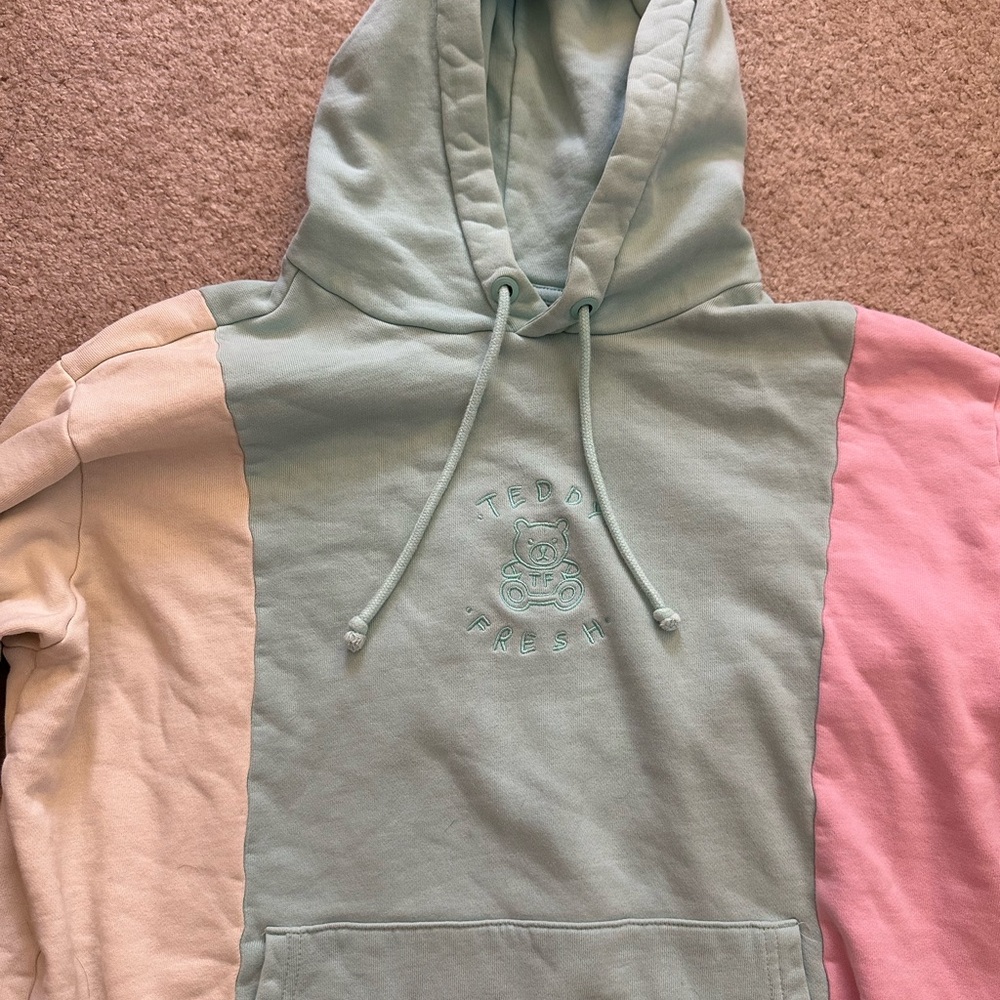 Teddy Fresh pastel color block Hoodie